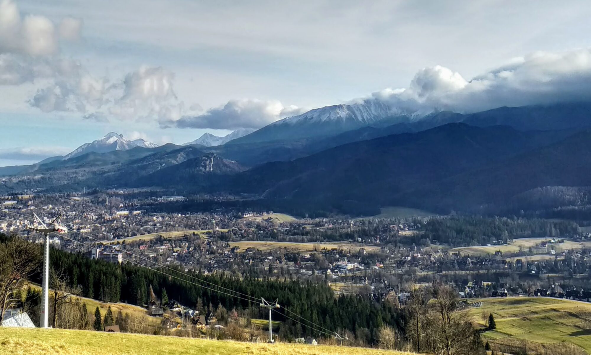 Panorama Zakopanego i Tatr widziana z Gubałówki