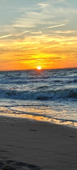 Baltic Sea waves at sunset